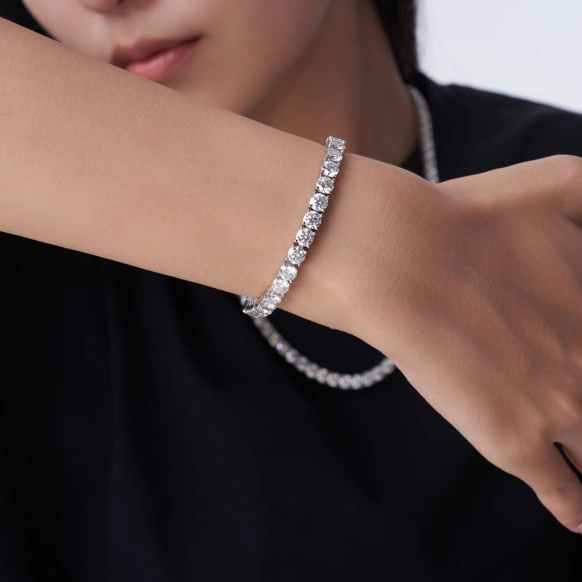 2mm 3mm 4mm 5mm S925 Sterling Silver Moissanite Tennis Bracelet Versatile Shining Jewelry 201 to 1634 CTW