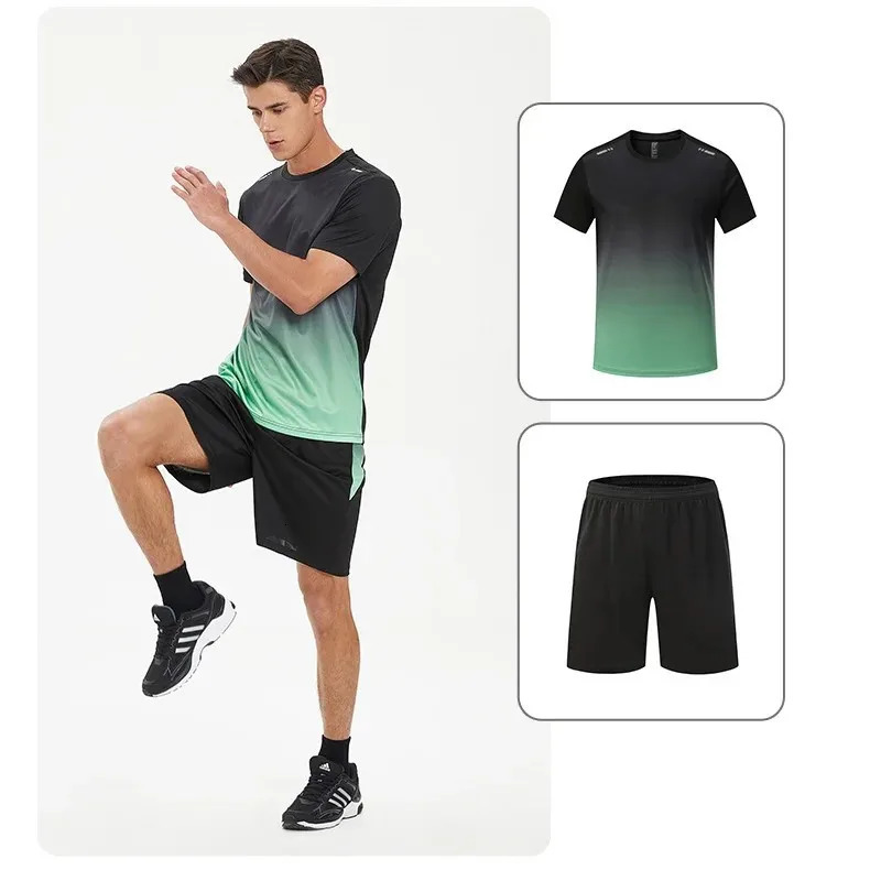 Running Sets Men Sportswear Short sleeve Clothes Fitness Basketball tennis Soccer Plus Size Gym Clothing 2 pieces Sports Suits 251219