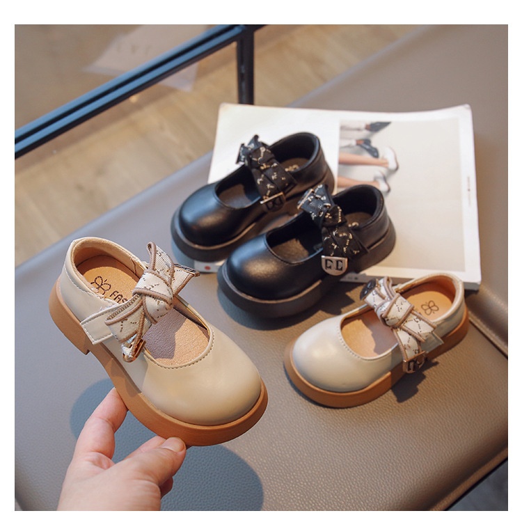 Girl Princess Small Shoes Spring and Autumn Fashion New Dance Shoes Big Girl Child Bow Solid Color Single Shoes