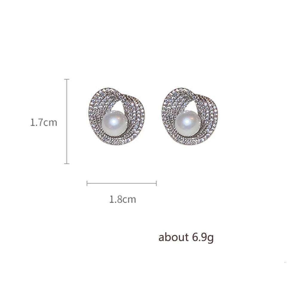 ZAKOL Luxury AAA Zircon Round Pearl Earrings for Women Irregular Stud Earring Temperament Wedding Party Jewelry