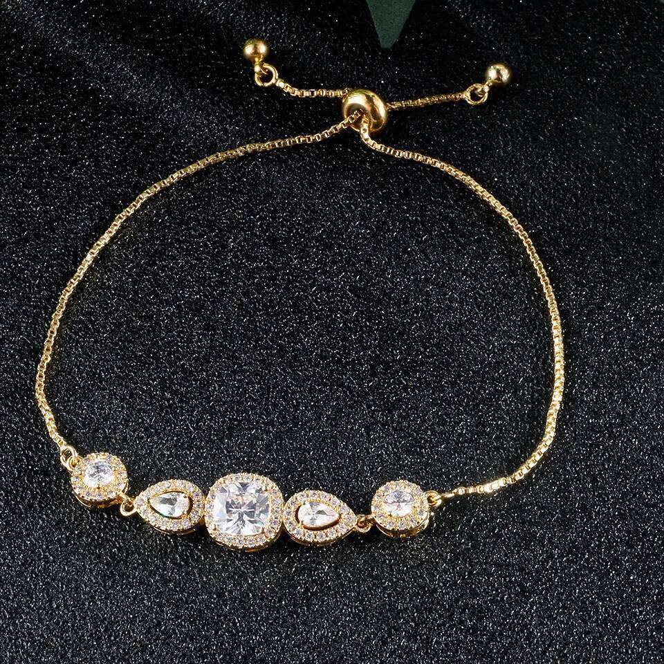 ZAKOL Classic Clearance Clear AAA Cubic Zirconia Adjustable Bracelet for Women Sliver Color Geometric CZ Wedding Jewelry