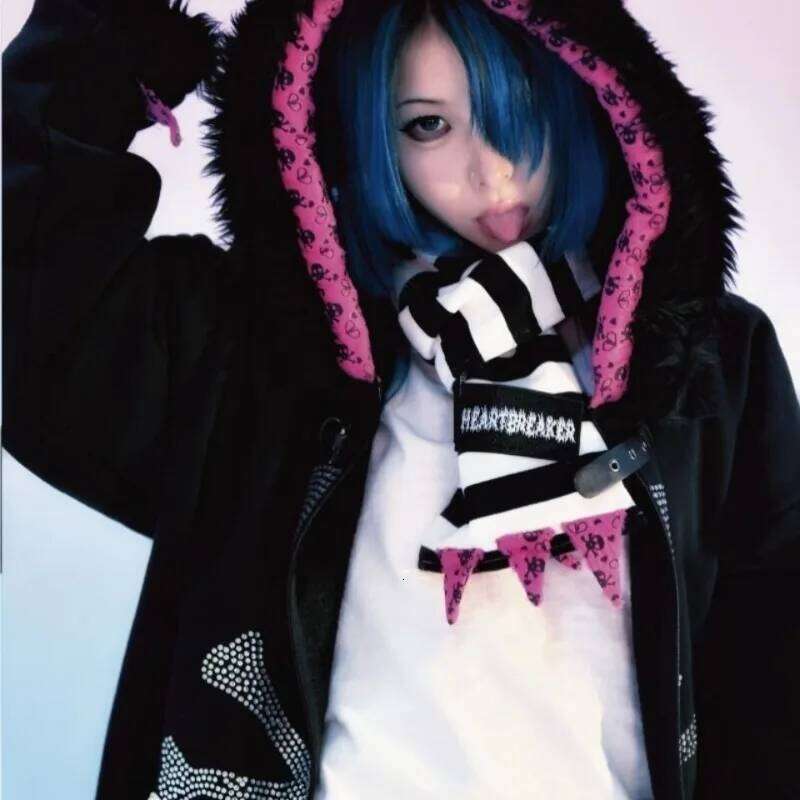 Gothic Y2K Hoodied Jackets Women Harajuku Fashion Hooded Coats Skull Thicked Casual Black Tops Winter Sweatshirts Punk Hoodie Zhehan