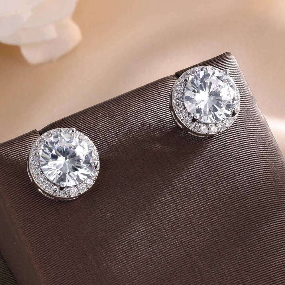 ZAKOL Classic Simple Round Zircon Stud Earrings for Women Men Shiny Blue Yellow AAA CZ Earring Exquisite Jewelry Gift Wholesale