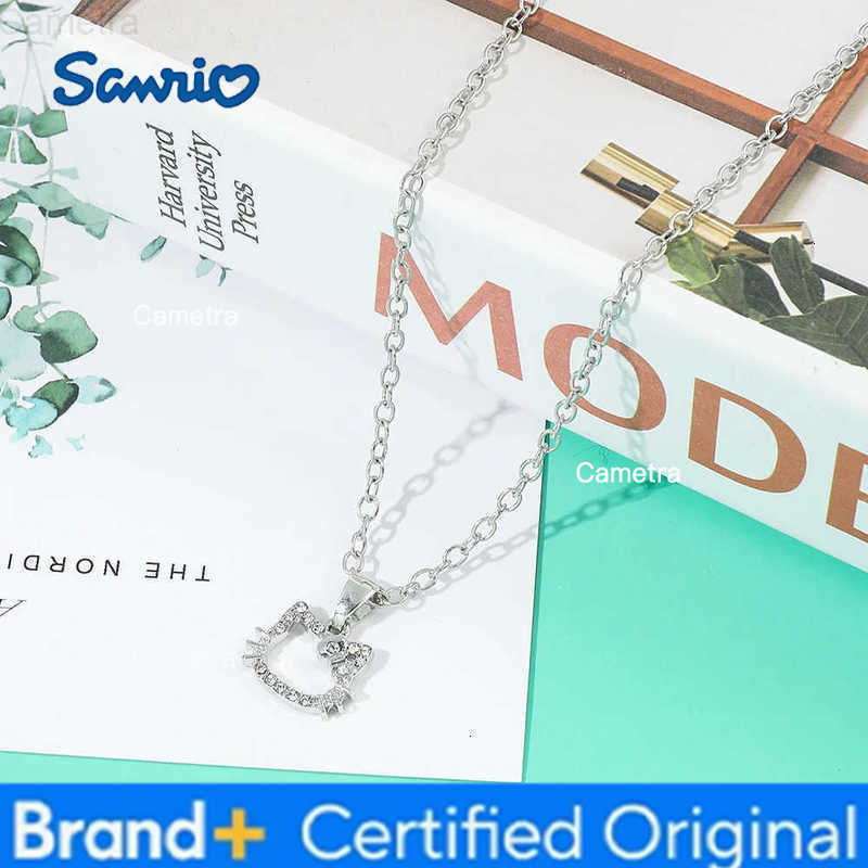 Sanrio Hello Kitty Necklace Kitty Cat Anime Style Pendant High-End Hollow Rhinestone Niche Alloy Pendant H251229