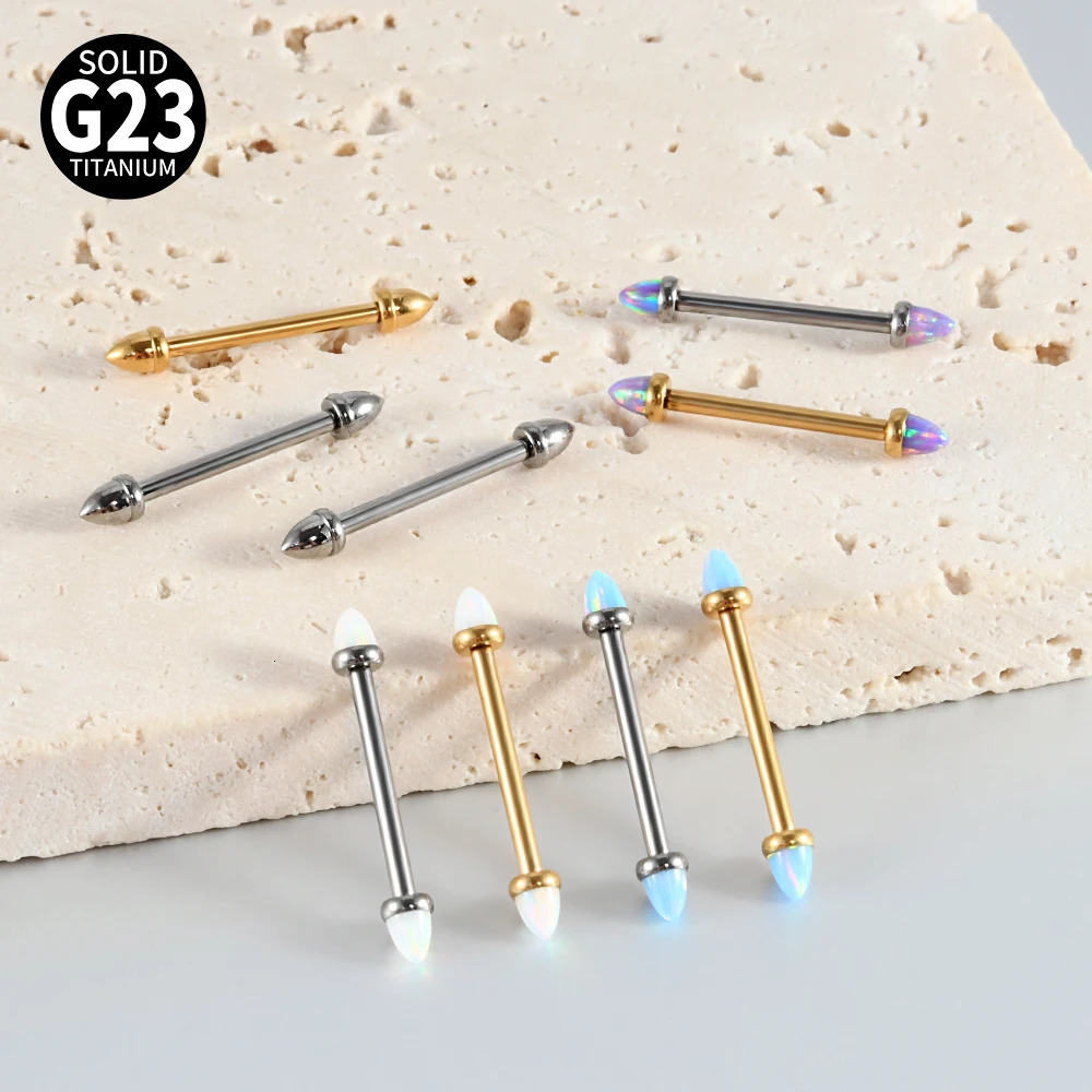 2pcs Cone Opal Nipple Shiled Bars Piercing 14G Internally Thread Sexy Mamilo Piercings Barbell Piercing Jewelry 251224