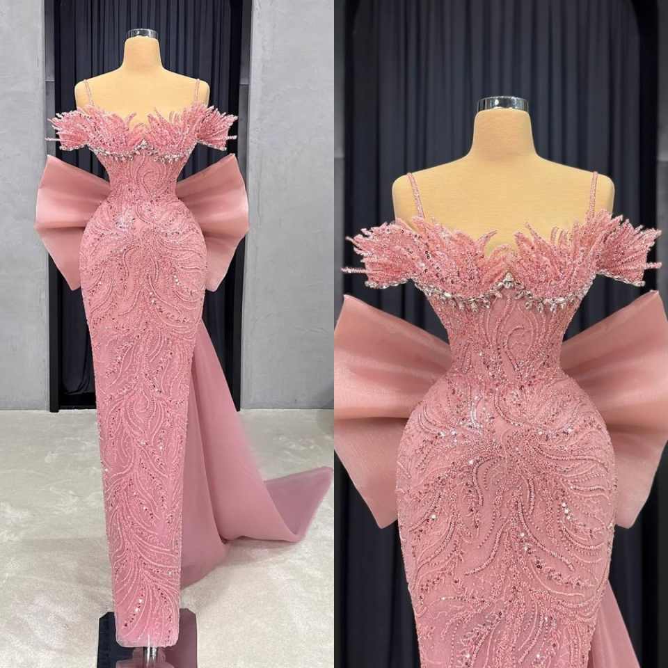 Luxury Beaded Sequined Evening Dresses Sexy Sleeveless Crystal Mermaid Prom Dress Customized Floor Length Party Gown