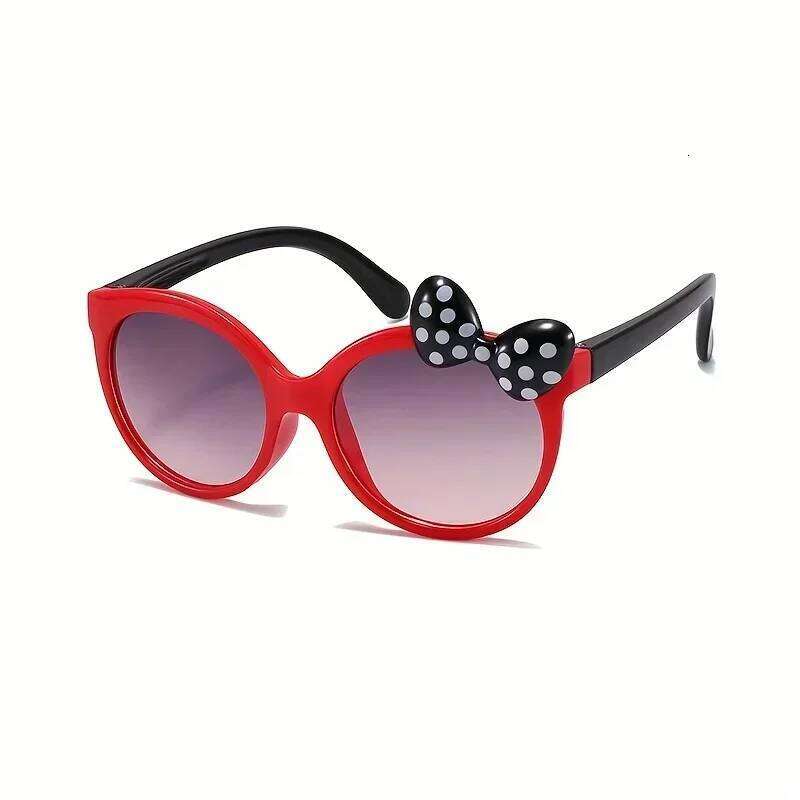 Cute Bow Decorated Round Frame Uv400 Kids Eyewear Shades Sun Protection Princess Sunglasses For Party Travel Vocation