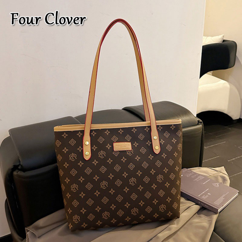 New luxury handbag with high-end retro feel, large capacity tote, fashionable and high-quality shoulder bag for women, shopping handbag, underarm bag