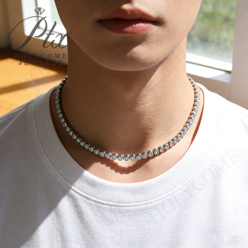 4mm Moissanite Round Bubble Diamond Tennis Bracelets for Woman Men 925 Silver Plated 18k Gold Bezel Setting Hip Hop Chain Bracelet