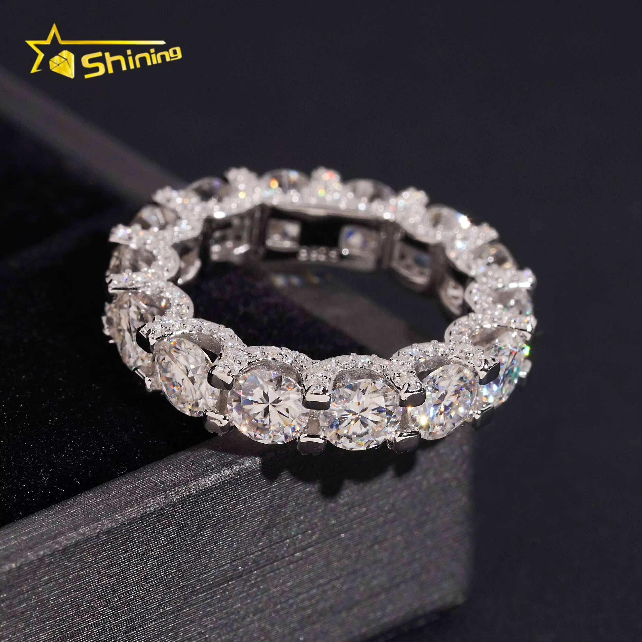 Hot Sale Fashion Jewelry Iced Out Top Quality 925 Sterling Silver 50mm Moissanite Eternity Ring