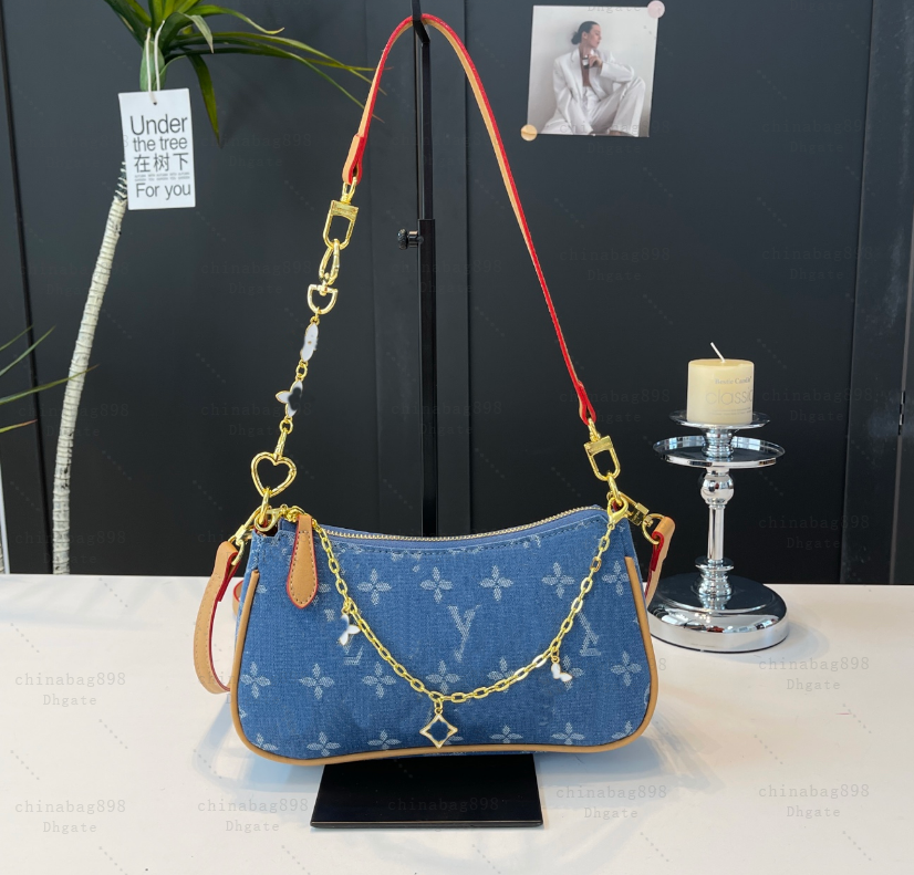 Shoulder Evening Bags designer pochette underarm double zipper hobo old flower vintage classic women purse denim wallet on chain ivy bag