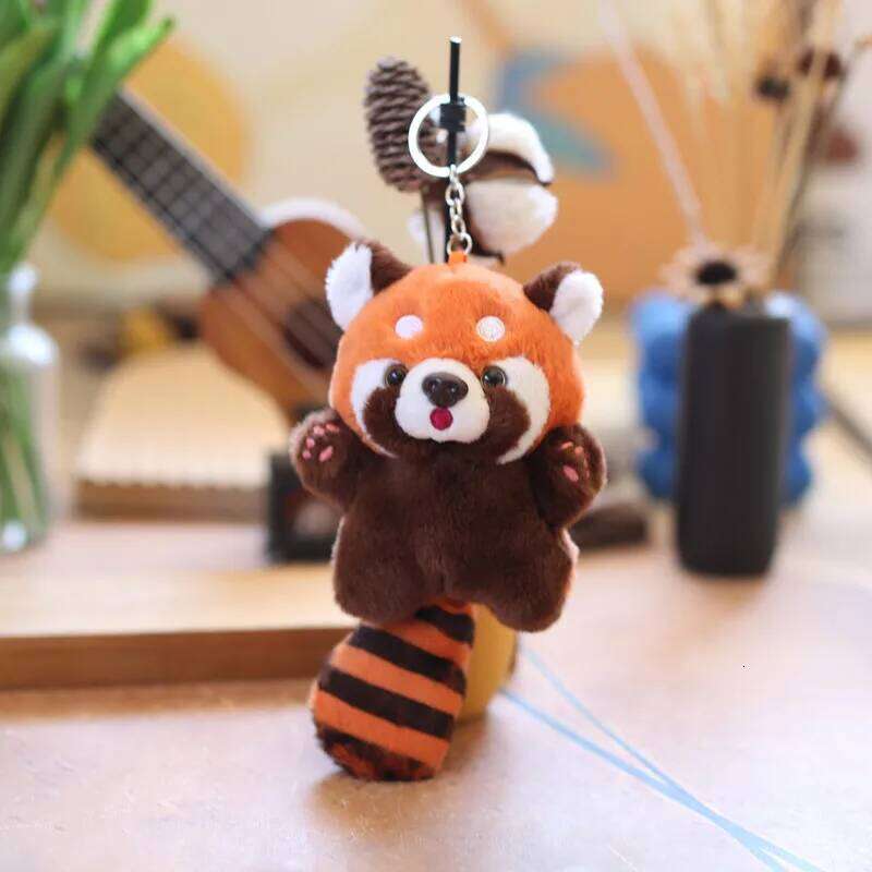 ZAKOL Cute Cartoon Little Raccoon Doll Keychain Red Panda Plush Toy Bag Backpack Pendant Decoration Gift for Girls Wholesale