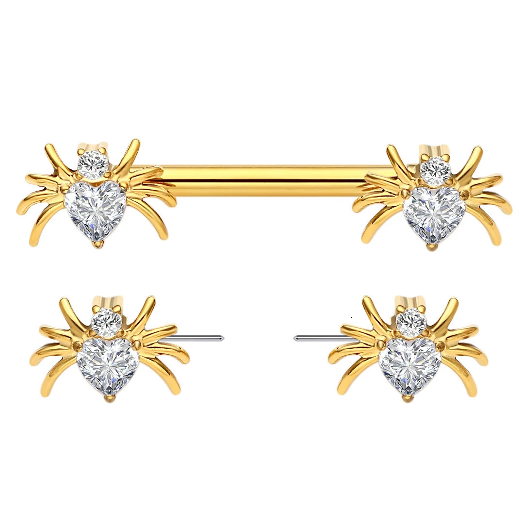 Hallowern Spider Shape Threadles Nipple Ring With 5A Zircon 36 Sexy Piercing Eternal Metal Tcs30516 251224