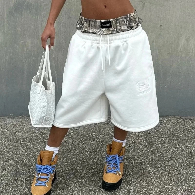 Y2K retro shorts camouflage pattern street wear mens and womens Harajuku hip-hop casual double waist embroidered boxer sports 251223