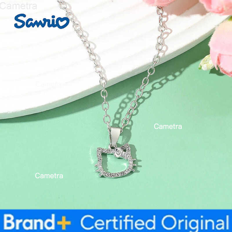 Sanrio Hello Kitty Necklace Kitty Cat Anime Style Pendant High-End Hollow Rhinestone Niche Alloy Pendant H251229