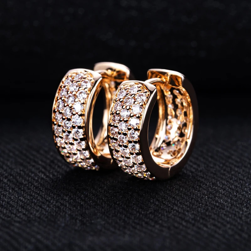 MossanRappr 14cttw Iced Out Hoop Earrings 14K Gold Plated Hip Hop Earring Fashion Jewelry Gifts for Men Women 251224