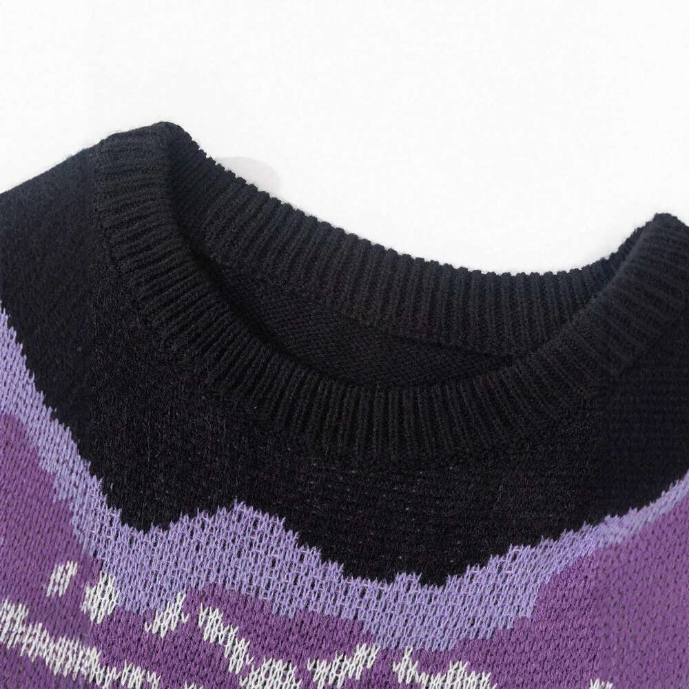 European and American Autumn Winter Heavyweight Design Sense Ins Chest Bone Personalized Jacquard Pattern Unisex Knitted Sweater