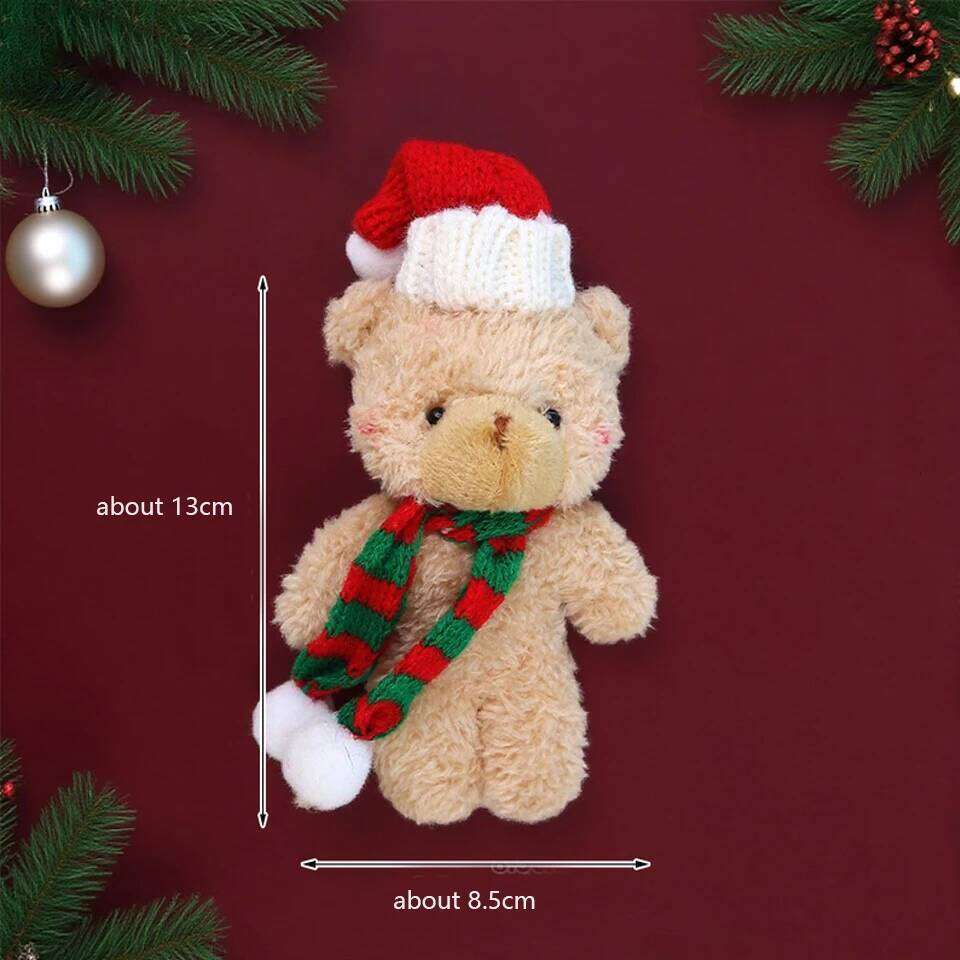 ZAKOL Cute Blush Scarf Plush Doll Keychain for Women Girls Soft Bear KeyRings Bag Christmas Tree Hanging Ornament Gift