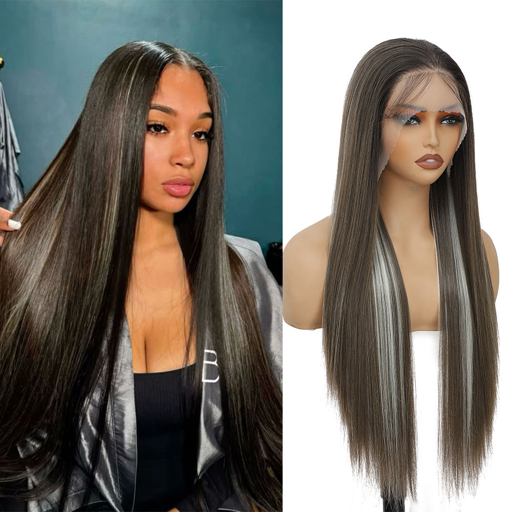 Gladys Wholesale Premium Heat-Resistant Fiber Front Synthetic Lace Wig Black Women's Transparent Lace Wig