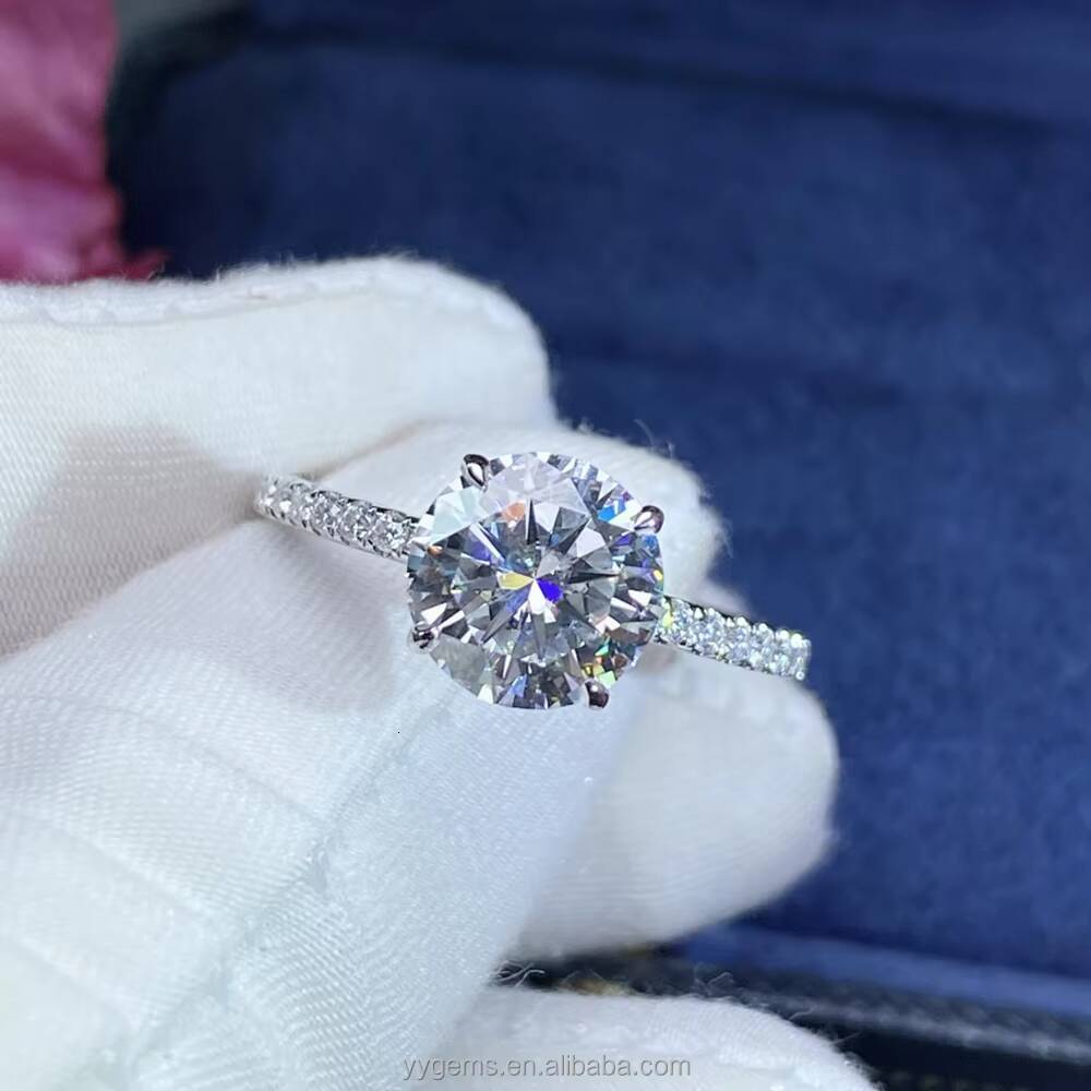 Yu Ying Fine Jewelry 4 Prongs Style 20CT D/VVS Moissanite Diamond Jewelry 10K 14K 18K Gold Wedding Rings for Women