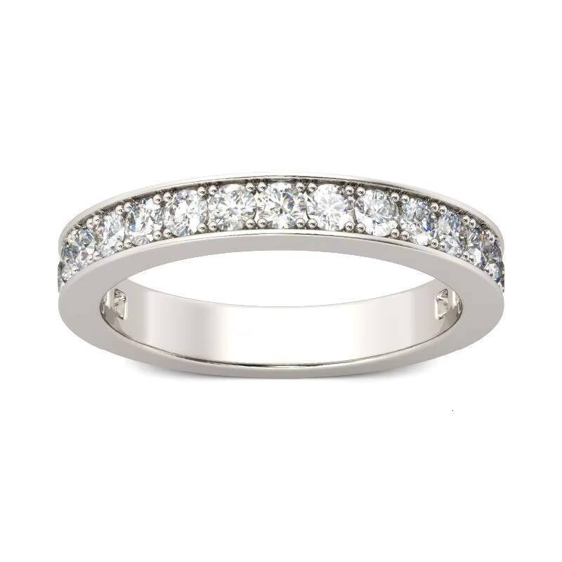 Fashion Moissanite Ring Simple Style Half Set Diamond 925 Silver Moissanite Engagement Rings for Women