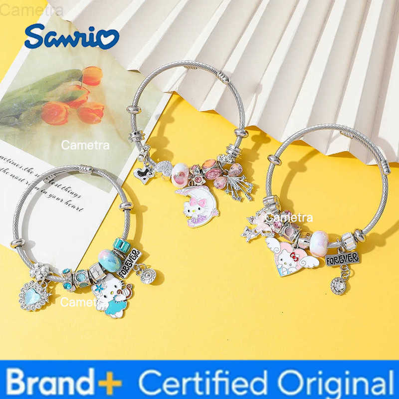 Sanrio Cartoon Hello Kitty Bracelet Charm Cute Moon Heart KT Cat Pendant Bangle for Girl Festival Jewelry Accessories Gifts H251229