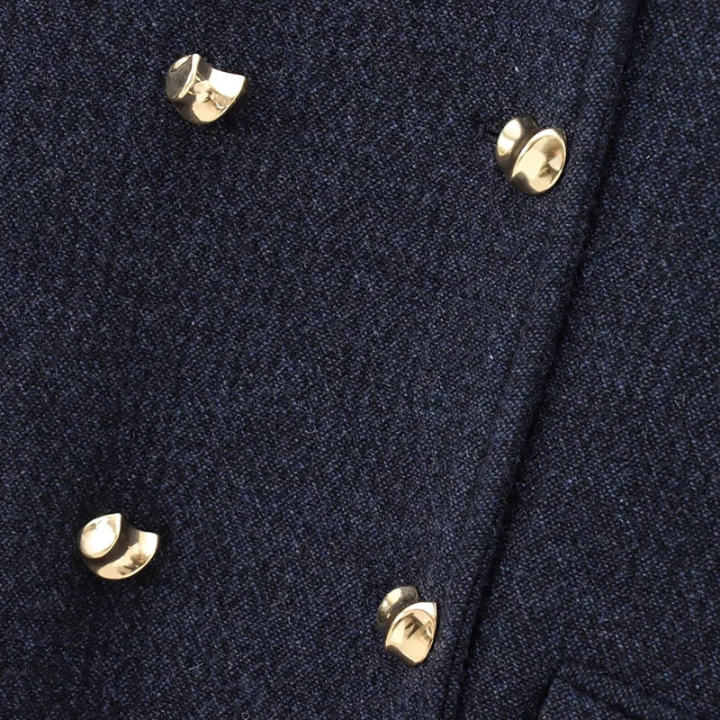 Spring Autumn Oneck Long Sleeve Double Breasted Jacket Coat Women Warm Blended Tops Female Casual Chic Wear 2025 251225