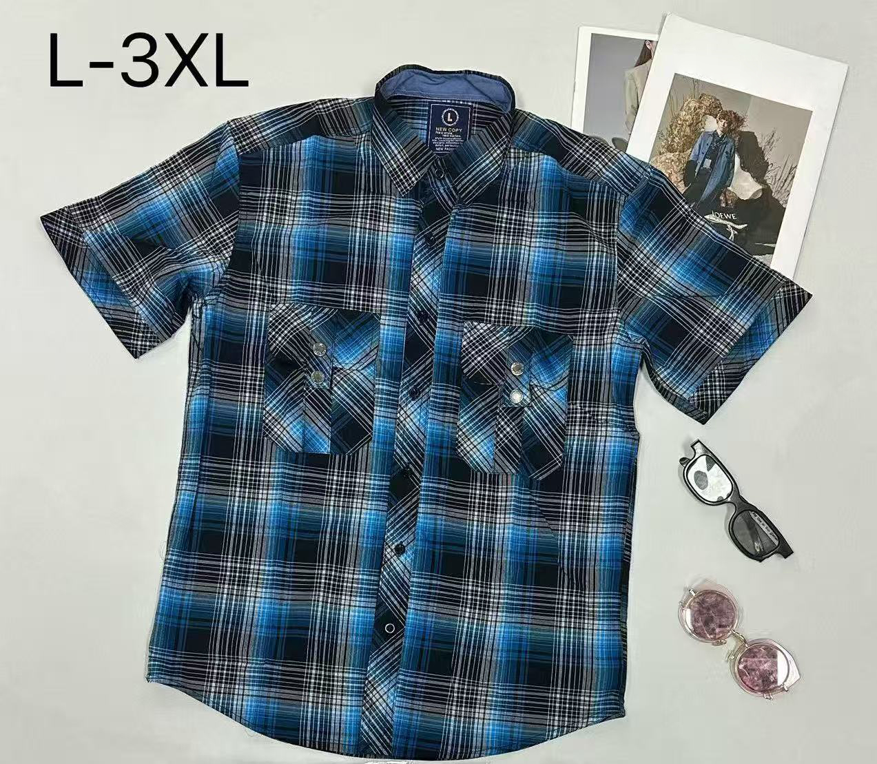 Men's Plaid Short-Sleeve Shirt - 100% Cotton Poplin, Multi-Color Options, Button-Front with Chest Pockets, Casual Comfort for Daily/Outdoor Wear 