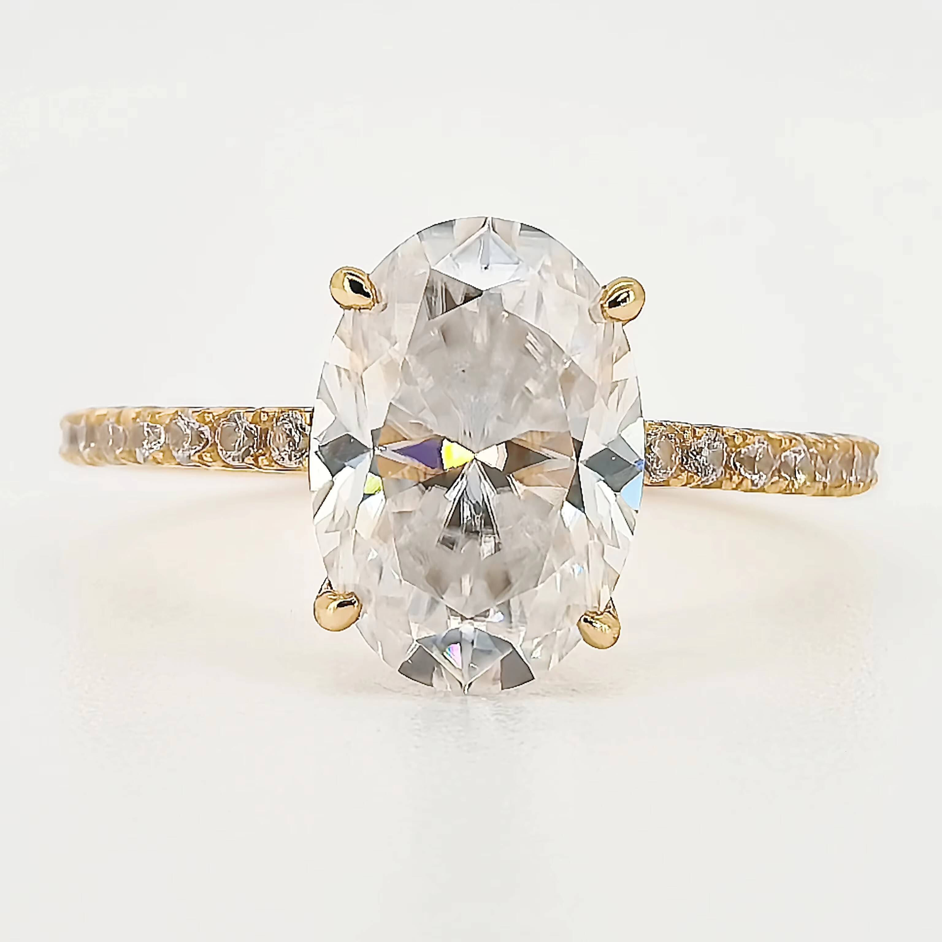 Luxury Fine Jewelry Rings 925 Sterling Silver Classic Oval Ellipse Moissanite Ring for Woman