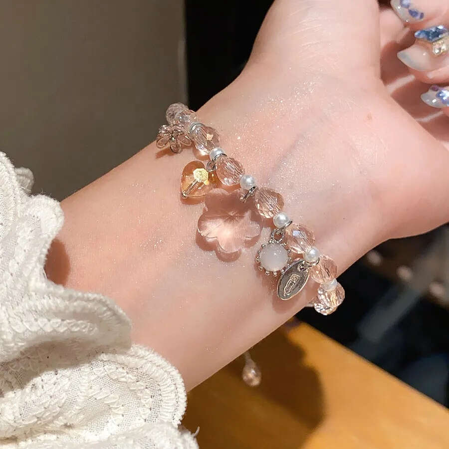 Designer Jewellery High Quality Pastel Toned Charm Bracelet with Floral Heart Detail Delicate Daily Gift for All Occasions Textured Whimsical Accessor