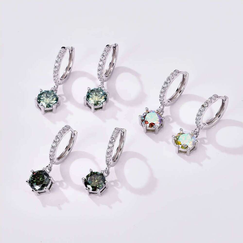 D color VVS 1.0ct White Gold Plated Moissanite Drop Earrings for Women Sparkling Wedding Jewelry 925 Solid Silver Party GRA 91e