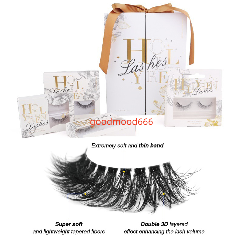 Hollyren Vegan Cruelty Free Clear Band Strip Lashes 3d Natural False Eyelash Wholesale Synthetic Fluffy Eyelashes With Box