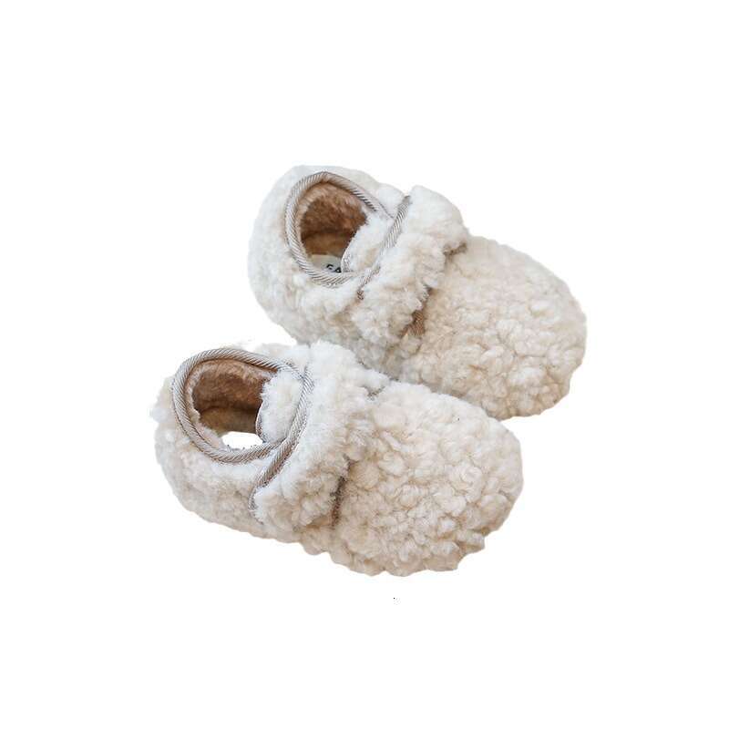 INS Girls' Fleece-Lined Plush 2025 Winter New Korean Style Boys' Warm Cotton Shoes Internet Celebrity Cute Loafers