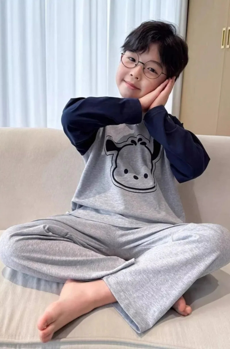 100 Cotton Boys Pajamas Spring Autumn Lightweight Long Sleeve Kids Homewear Set for Toddler Youth Air Conditioning Wear 251215