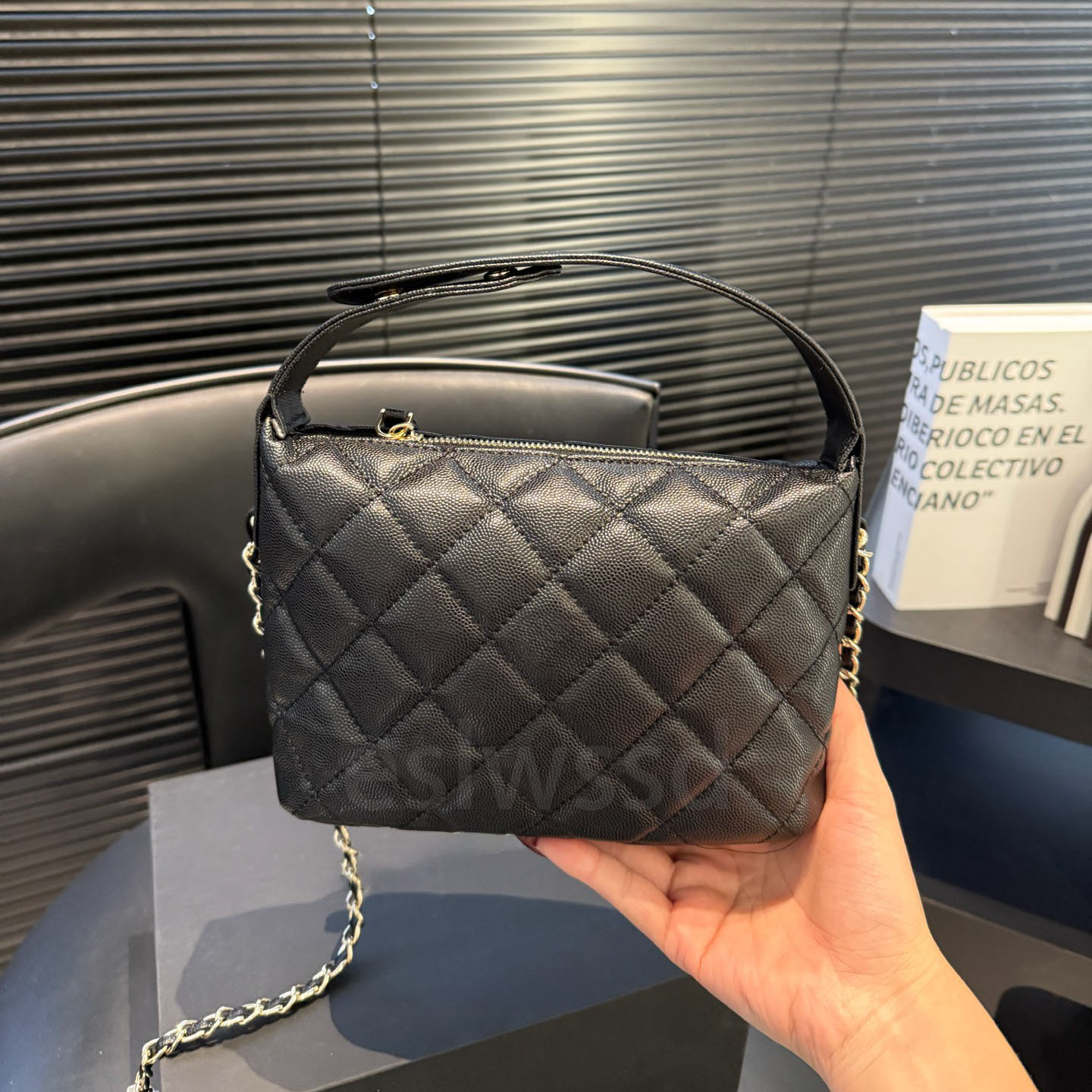 Designer bag 25C shoulder bag Lunch box bag crossbody bag lychee leather bag luxury women handbag detachable chain bag diamond grid soft bento box bag fashion purse