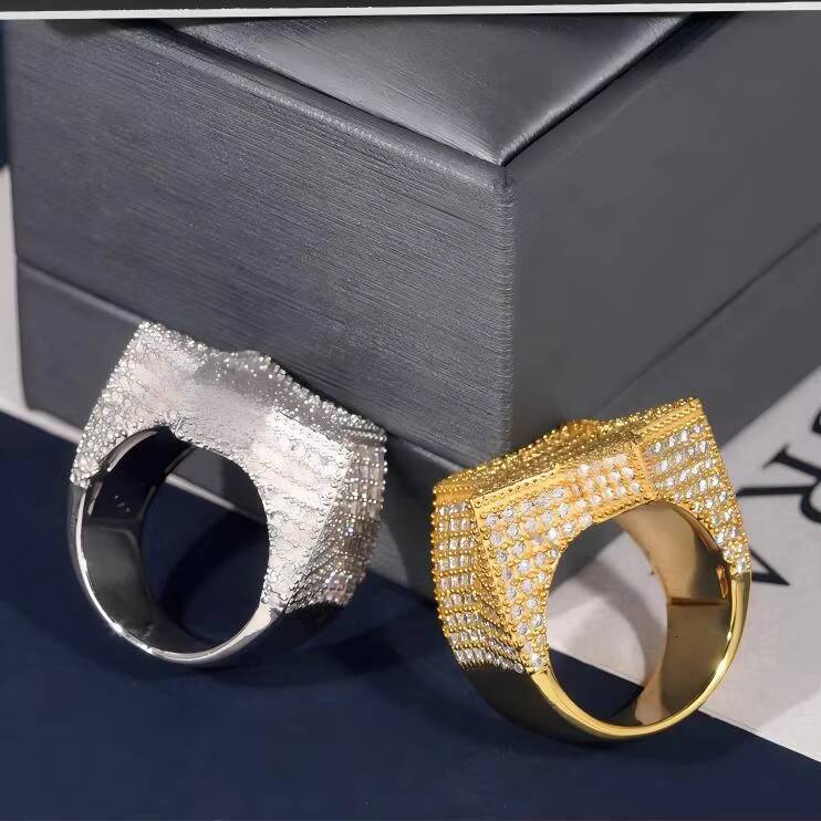 Men Rings Moissanite Gra Certificate Vvs D Moissanite 925 Sterling Silver Wedding MenS Iced Out Moissanite Star Ring