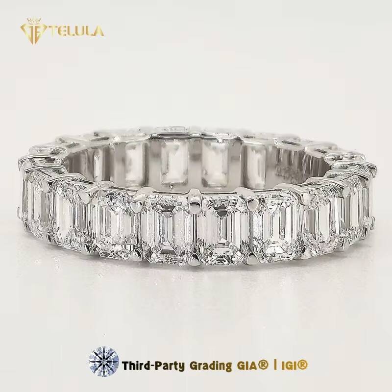 Eternity Band Wedding Band 1CT VVS IGI Certificate D E Color Engagement Ring Womens Synthetic Diamond Gold Ring
