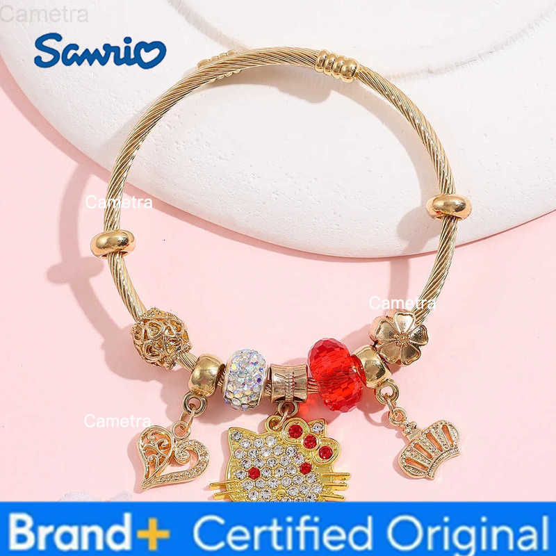Sanrio Hello Kitty Rhinestone Bracelet Creative Cartoon KT Cat Head Portrait Pendant Bangle - Friend Jewelry Unique Gift H251229