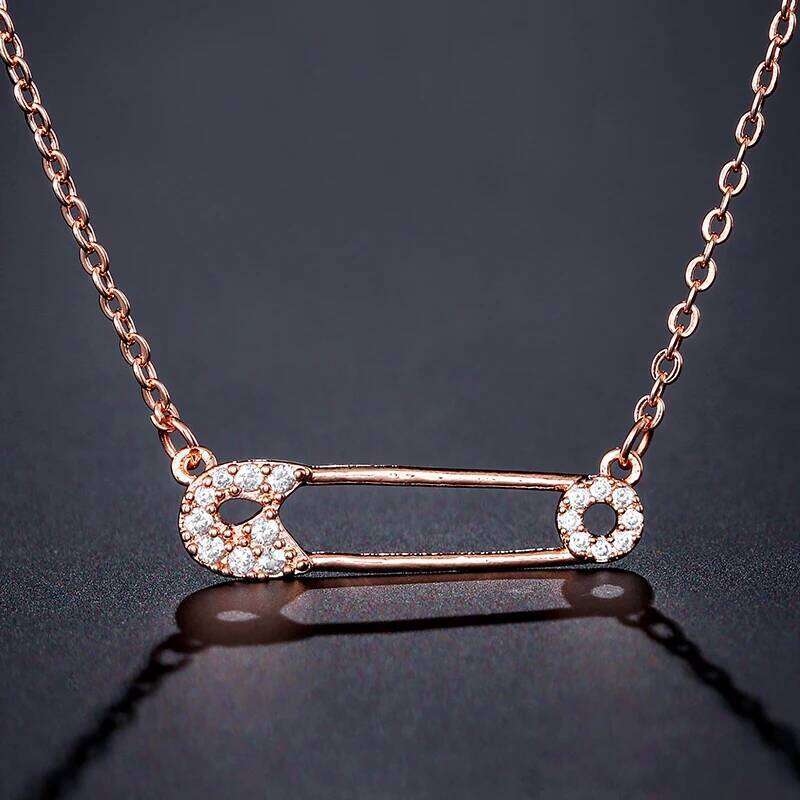 ZAKOL Creative Trendy Paper Clip Charm Chain Choker Necklace for Women Zircon Collarbone Chains Fashion Jewelry Gift