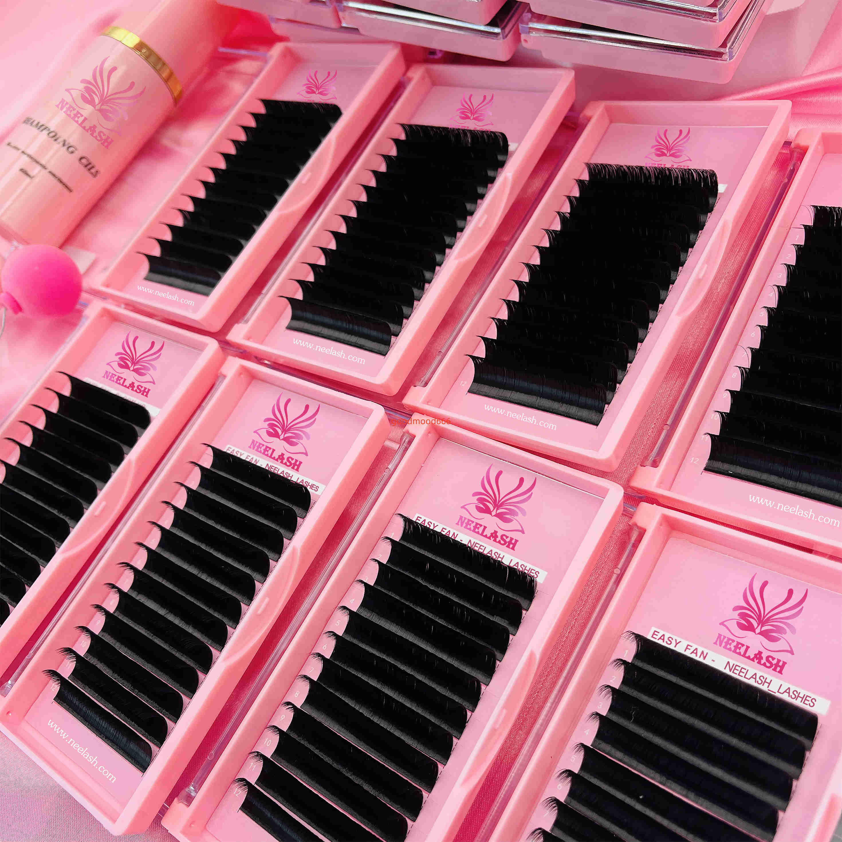 Lash Premium Silk Eyelash Extensions 7mm 17mm Soft Velvet Korean Volume Cashmere Lash Extensions Matte Black Eyelash Trays