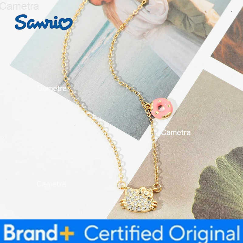 Sanrio Kawaii Cartoon Hello Kitty Necklace Cute Cartoon Figure KT Cat Rhinestone Pendant Necklace Charm Jewelry Halloween Gifts H251229