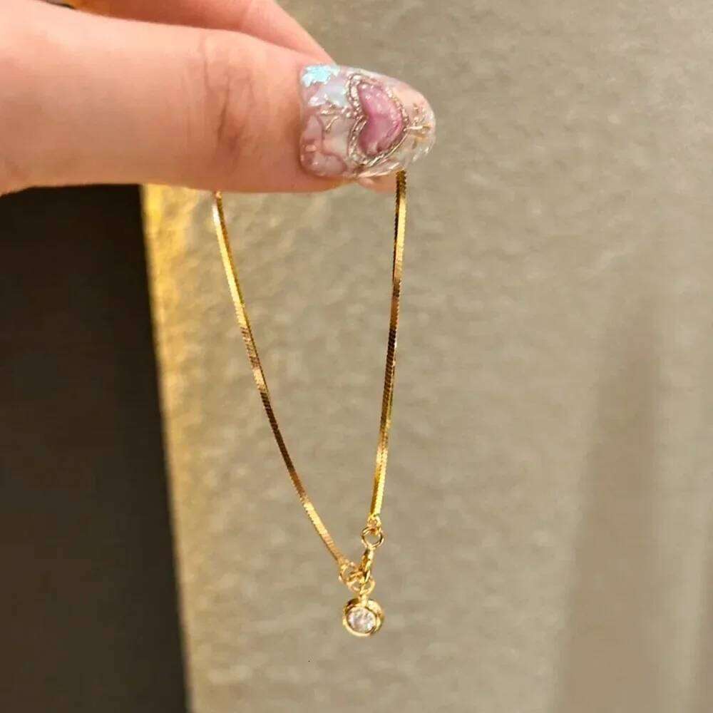 Stainless Steel New High-End Jewelry Minimalist Zircon Charm Blade Chain Womens Bracelet 25H1229