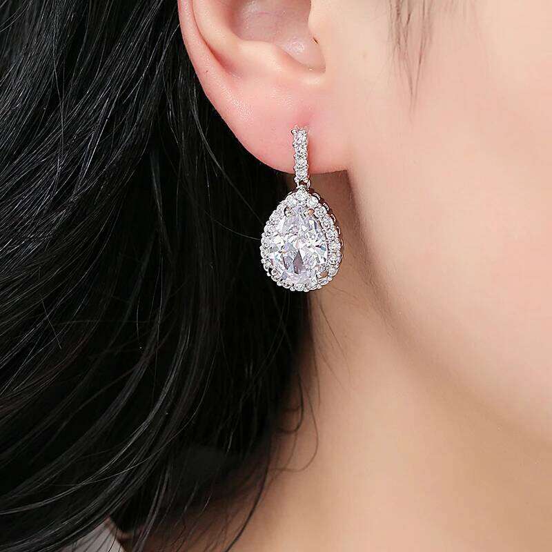 ZAKOL Brand Classic Water Drop Pear-shaped Cut Zircon Stud Earrings Shining Crystal CZ Bride's Earring Wedding Jewelry
