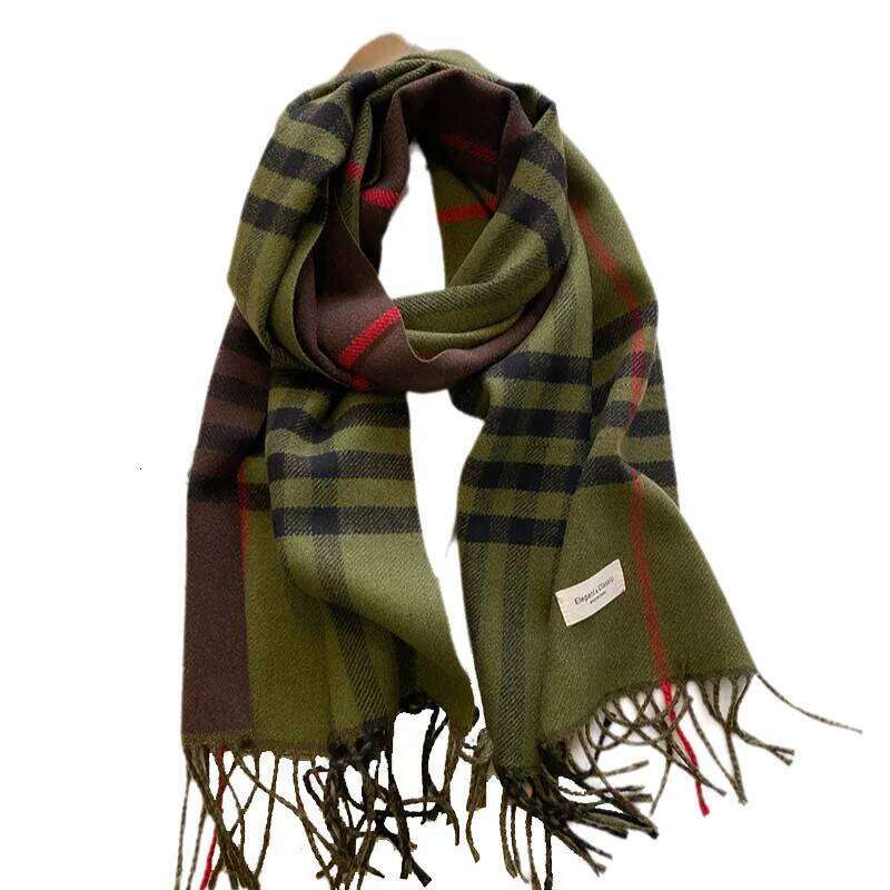 2025 New Girl Grid Autumn/Winter Double Sided Cashmere Imitation Scarf for Student Couples, Winter Luxury Warm Shawl 25M1229
