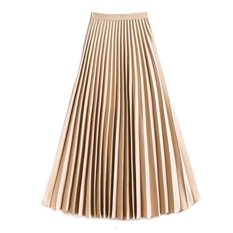 Women's Long Skirt Satin Elegant Organza High Waist Pleated Spring Summer Versatile Princess Half Long Skirt New Style