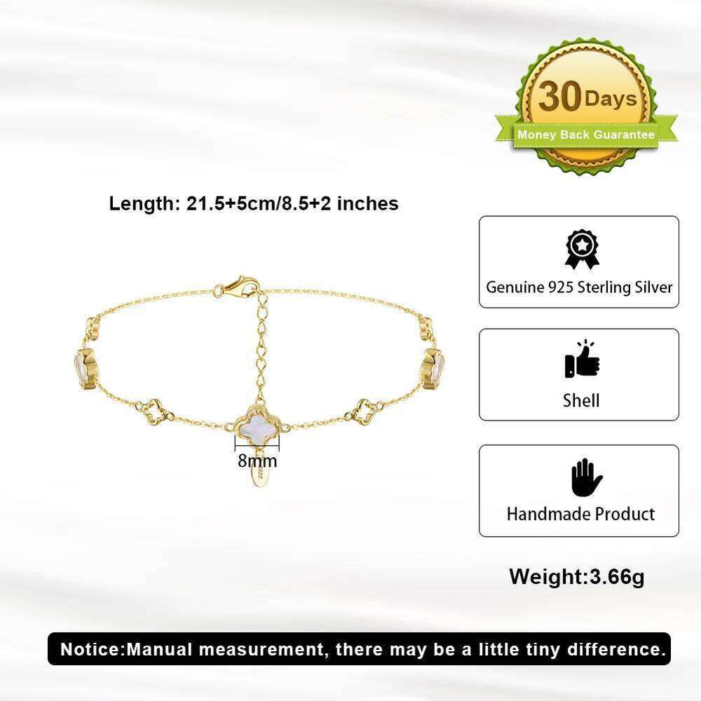 Kiss Mandy Foot Chain Of Women 925 Sterling Silver Four-Leaf Clover Anklet Simple Charm Fashion Jewelry Accessories Gift Gma04