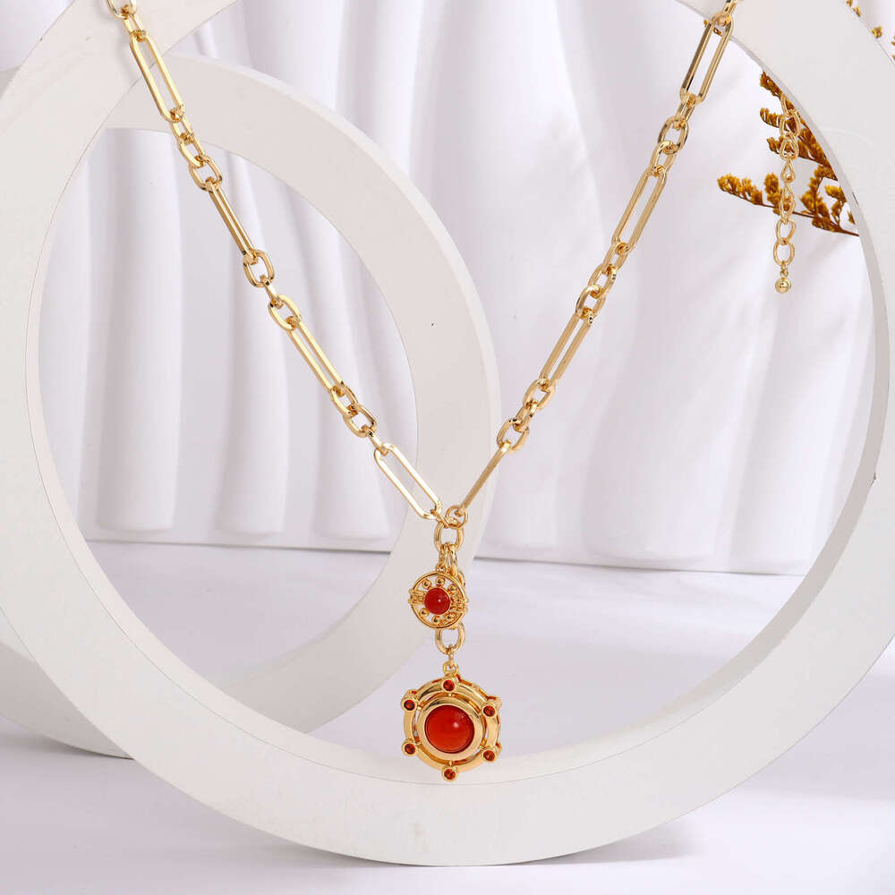 Foreign Trade Personalized Women's Elegant Collarbone Chain Irregular Round Pendant Design Necklace Minimum Order One Piece