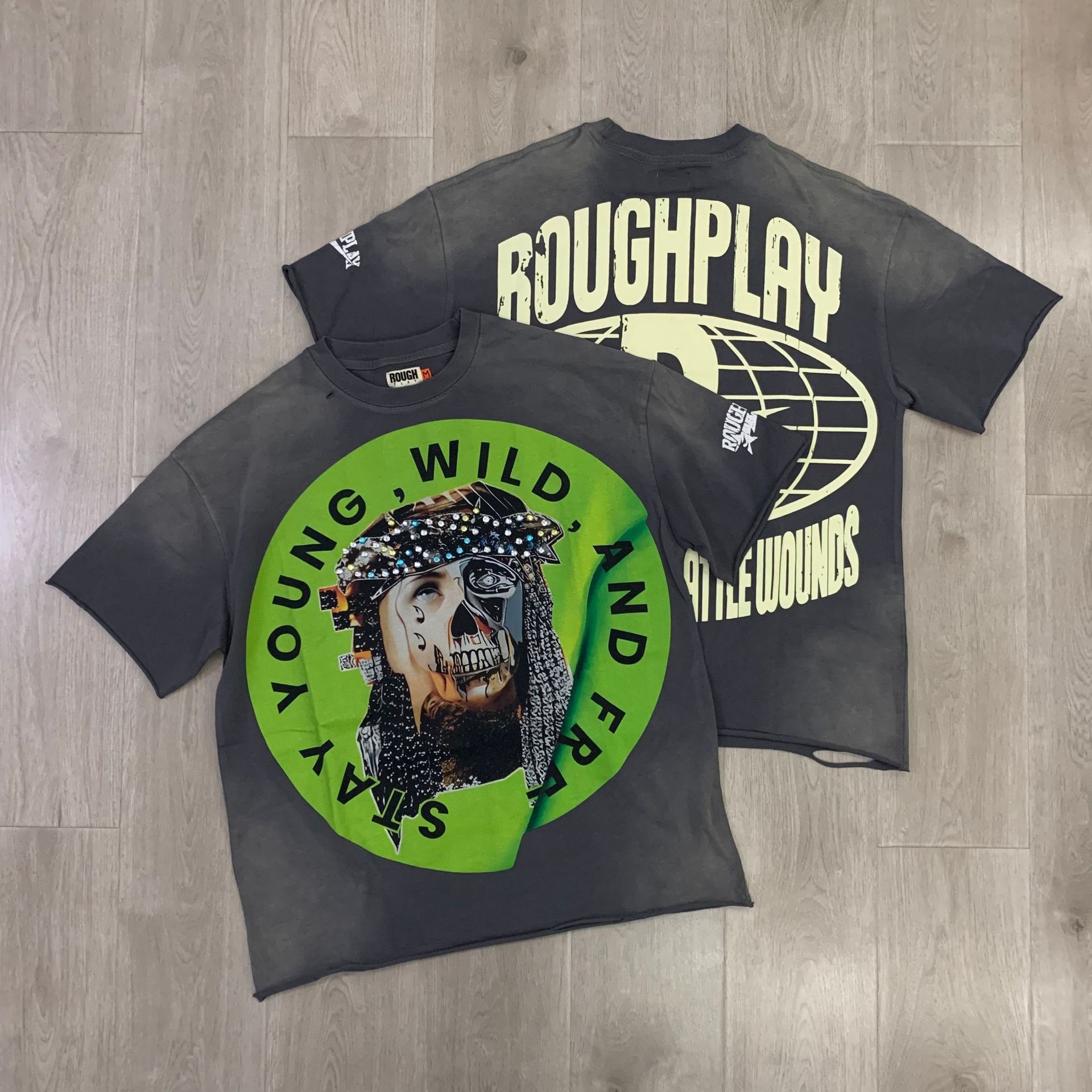 Men's T-Shirts Real Pictures High Quality Roughplay T Shirt All-match Men Women Hip-hop Streetwear Short Sleeve Tee Rock Youth Washed Series For 