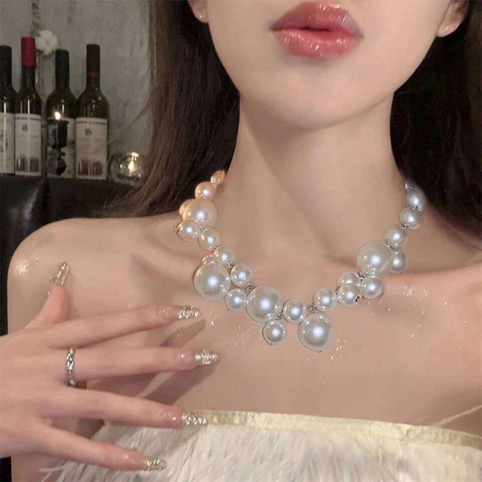 ZAKOL Elegant Imitation Pearl Necklace for Women Korean Fashion Perlas Grandes Choker Necklaces Wedding Jewelry Gifts