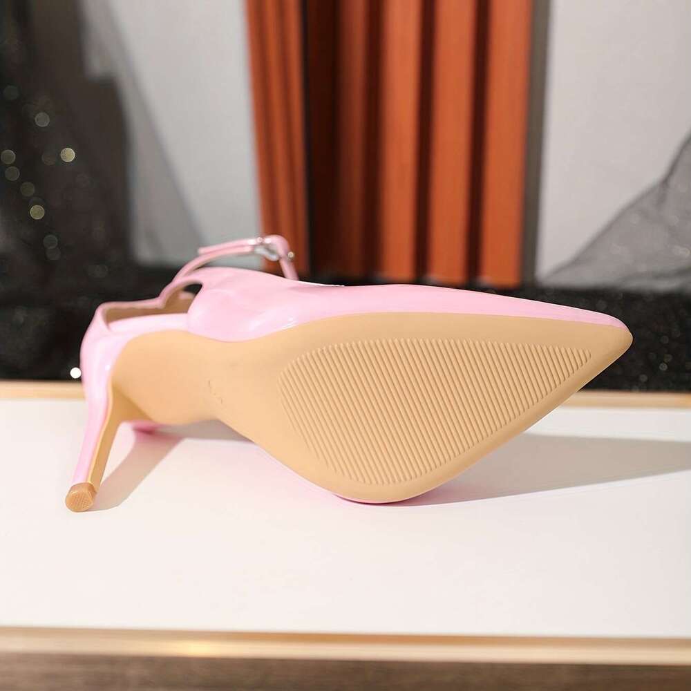 Pink Curl Upper Women Patent Pointed Toe Stiletto High Heels Sexy Ladies Party Dress Shoes Club Dance Pumps Plus MOJIDASHU